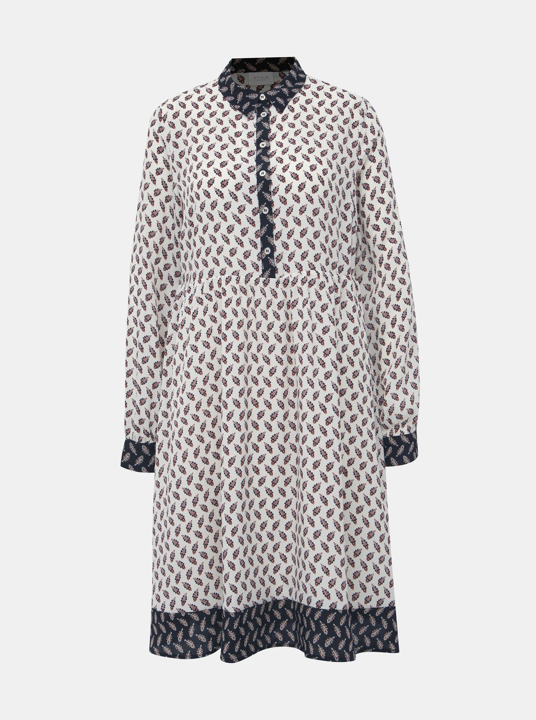 Krémové vzorované košilové šaty VILA Kit