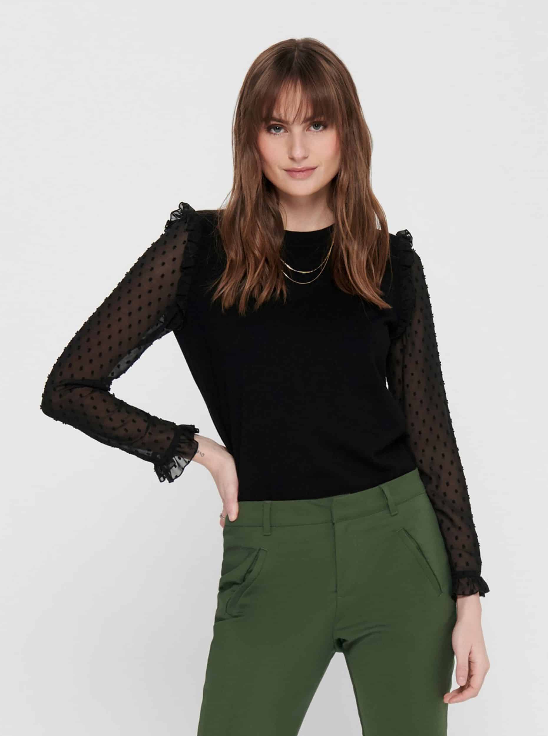 Černá halenka s krajkovými detaily Jacqueline de Yong Mixi