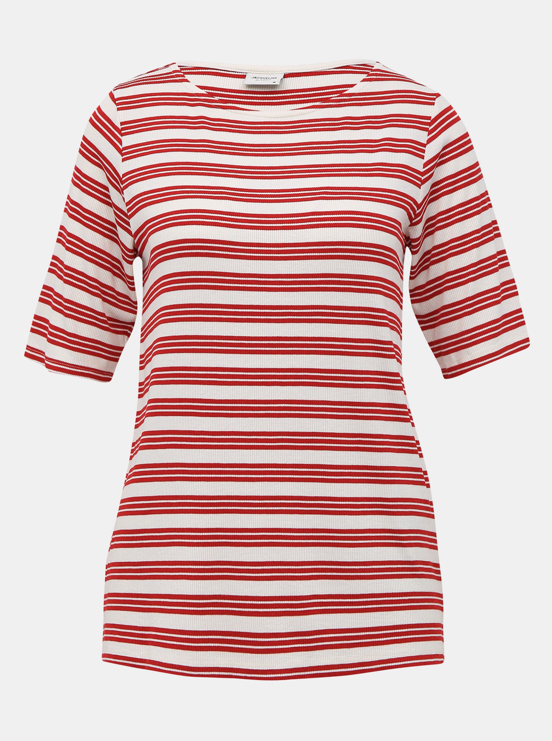 Červené pruhované tričko Jacqueline de Yong Camina