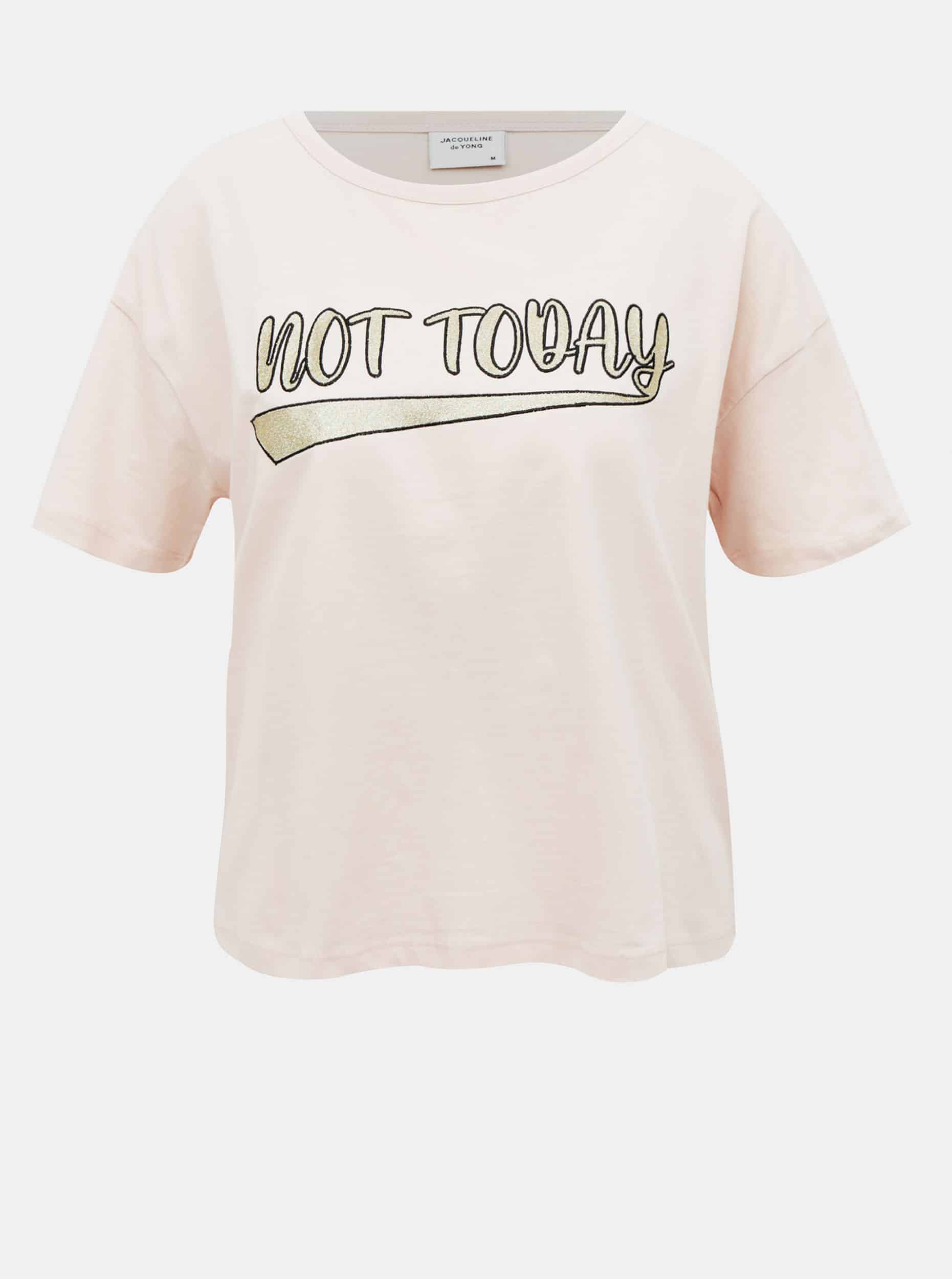 Světle růžové krátké tričko s potiskem Jacqueline de Yong Fang