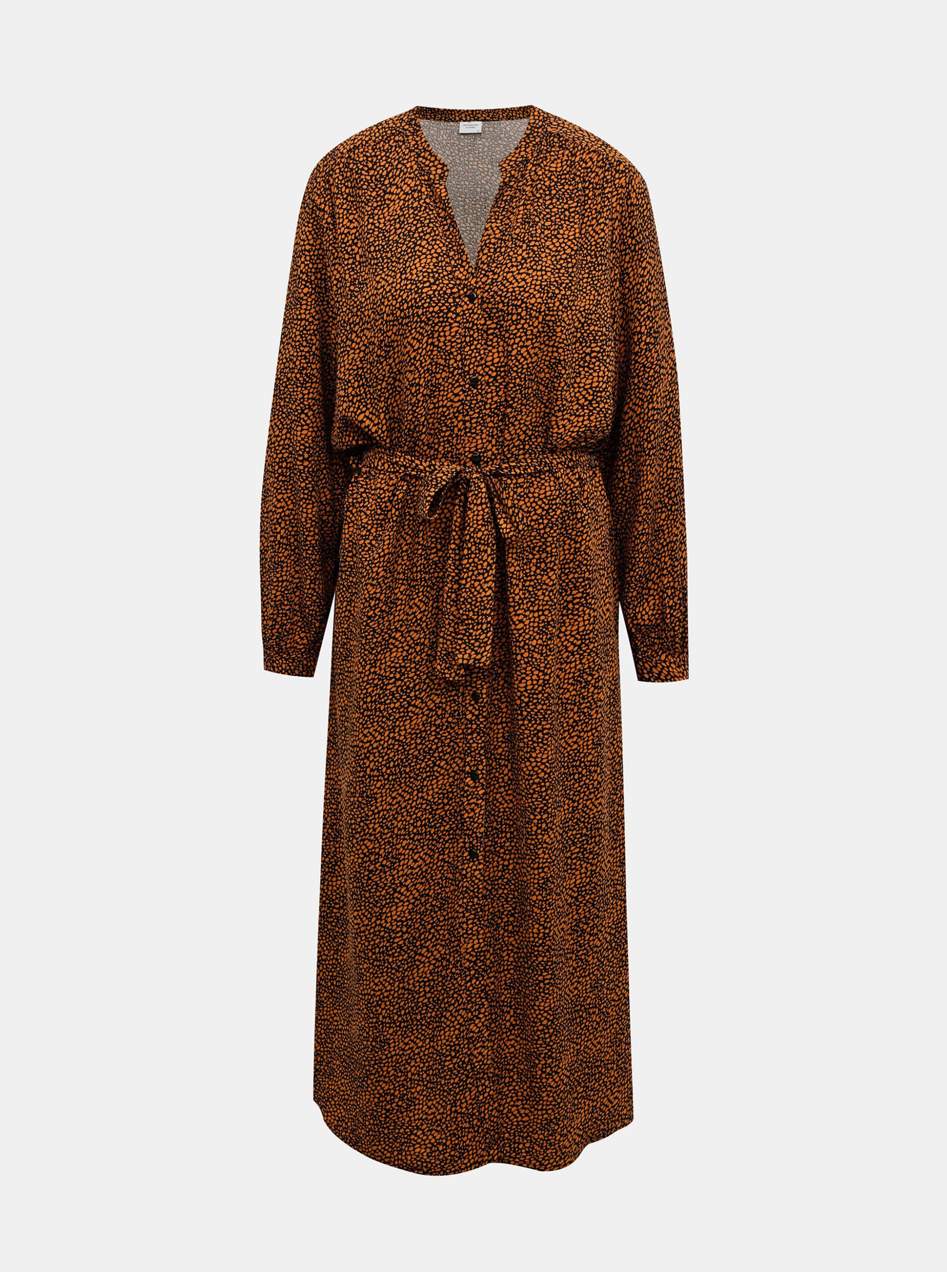 Hnědé vzorované košilové maxišaty Jacqueline de Yong