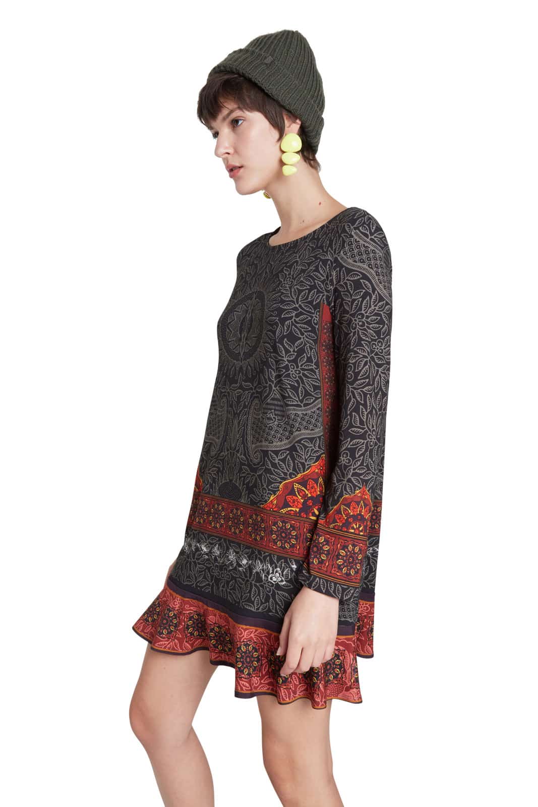 Desigual černé šaty Vest Nagoya s barevnými motivy