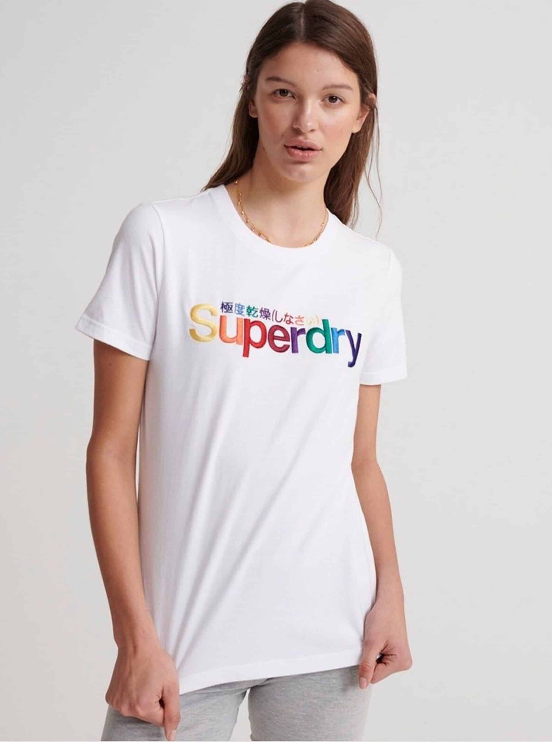 Bílé dámské tričko s potiskem Superdry