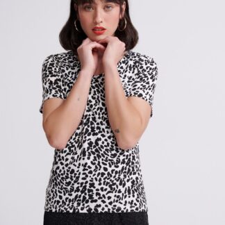 Černo-bílé dámské vzorované tričko Superdry