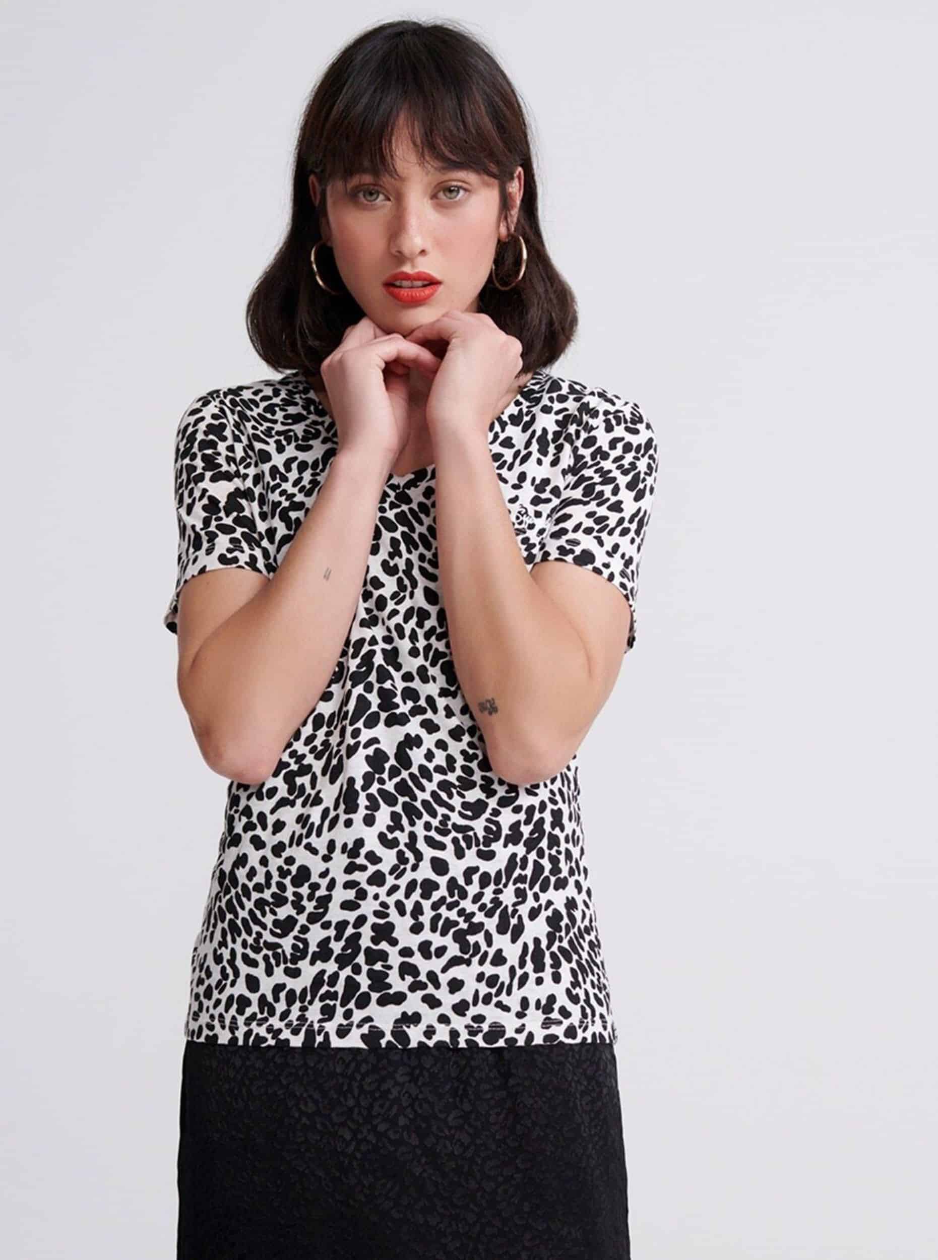 Černo-bílé dámské vzorované tričko Superdry