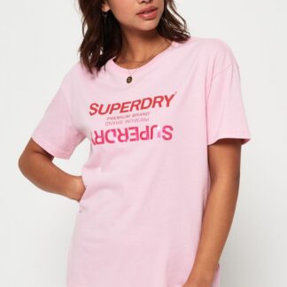Růžové dámské tričko s potiskem Superdry