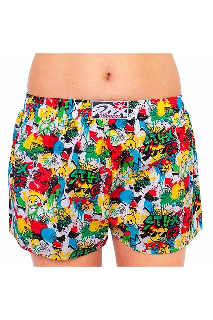 Styx barevné dámské trenýrky s emoji a klasickou gumou