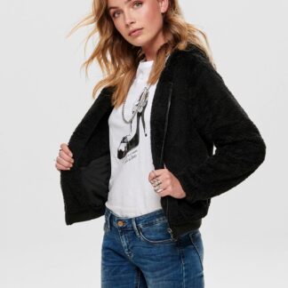 Černá bunda s umělým kožíškem ONLY Anna