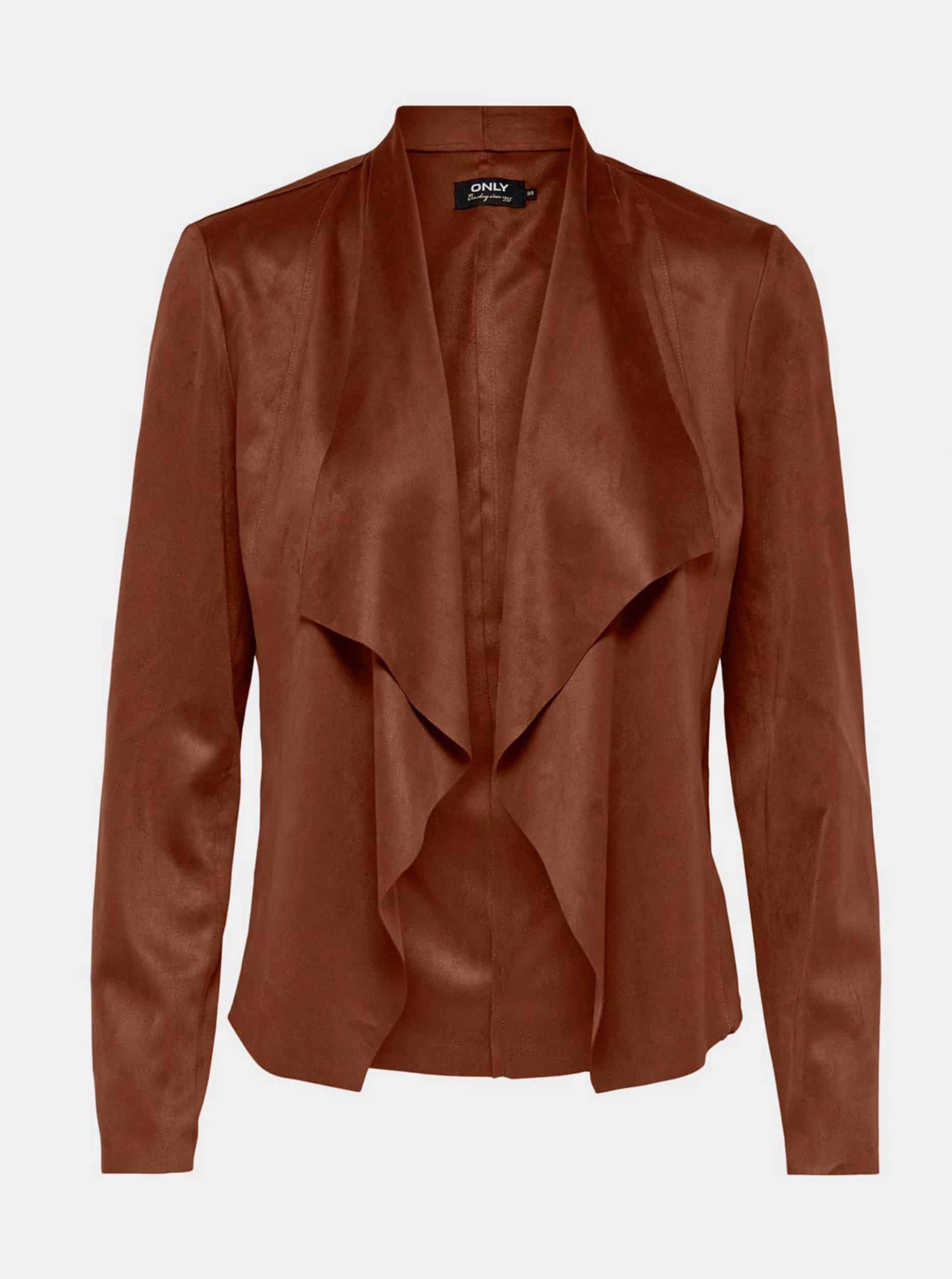 Hnědá bunda v semišové úpravě ONLY Fleur