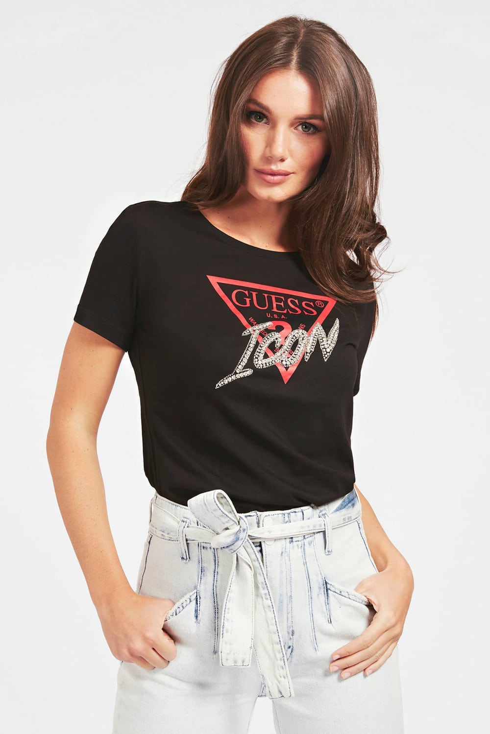 Guess černé tričko Icon Logo T-shirt