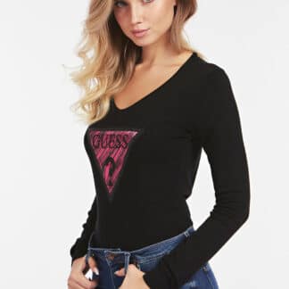 Guess černý svetr Maglia Triangle Logo