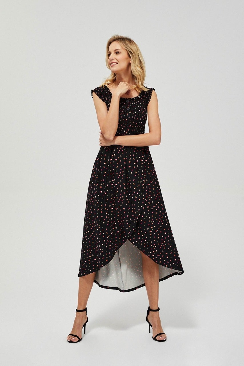 Moodo černé šaty s puntíky