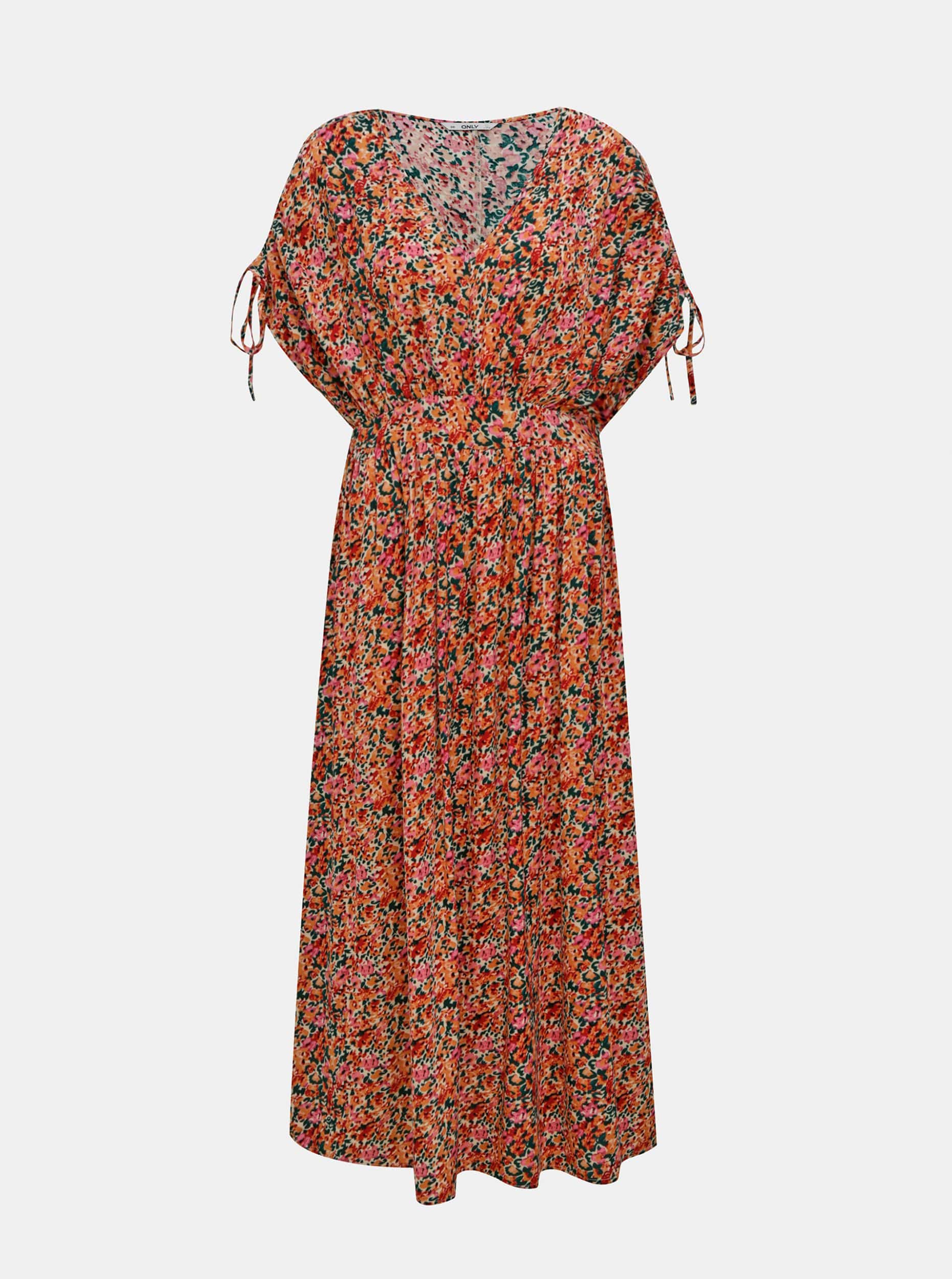 Růžovo-oranžové květované maxišaty ONLY Nova