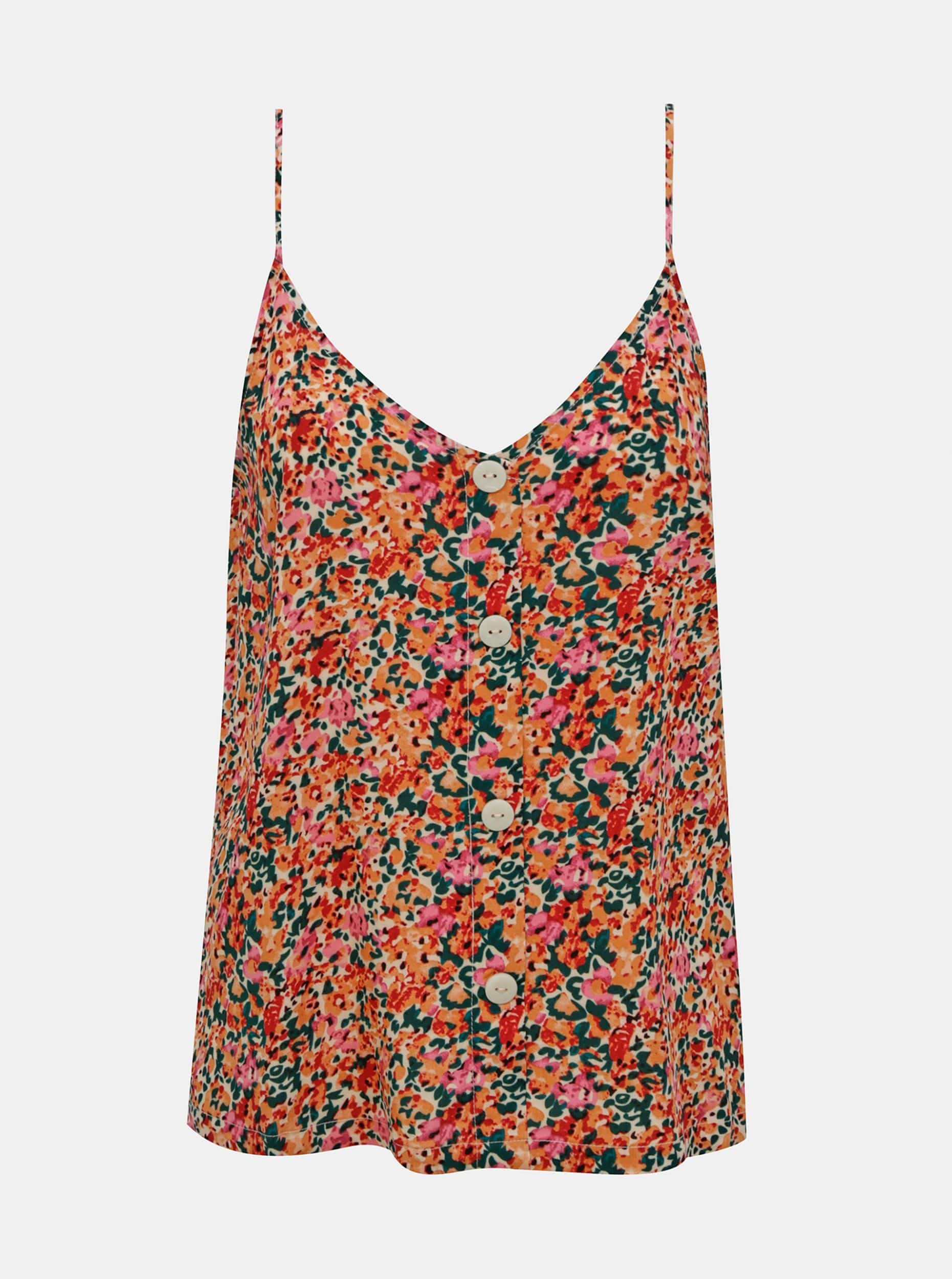 Růžovo-oranžový květovaný top ONLY Nova