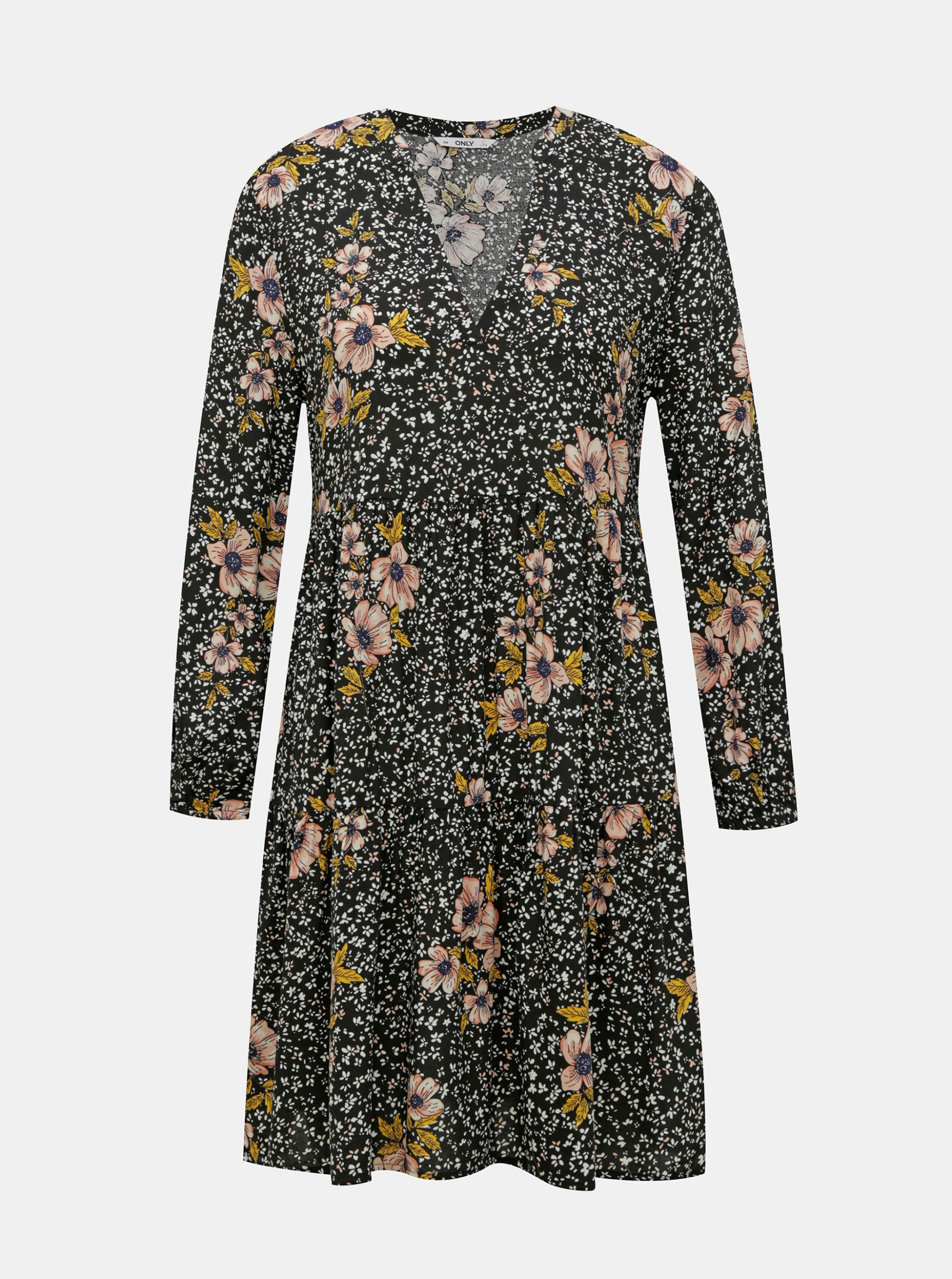 Černé květované šaty ONLY Thea
