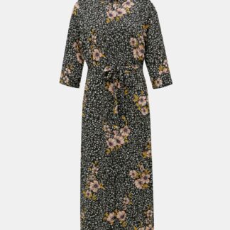 Černé květované košilové maxušaty ONLY