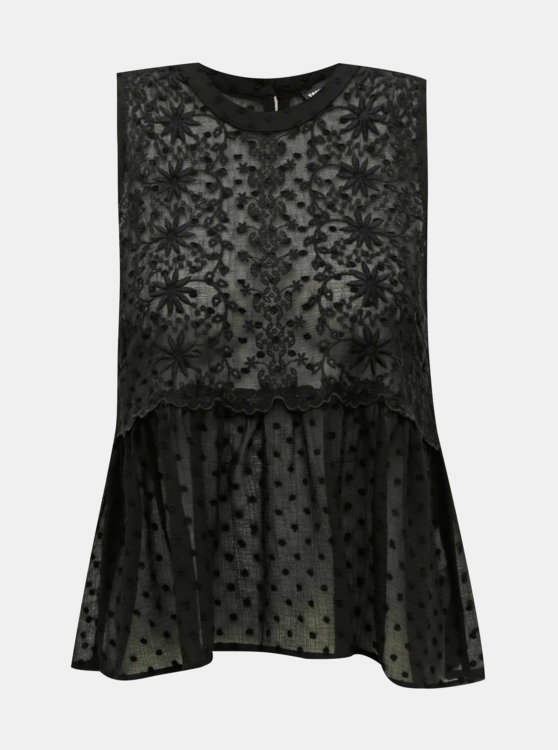 Černá krajková průsvitná halenka TALLY WEiJL