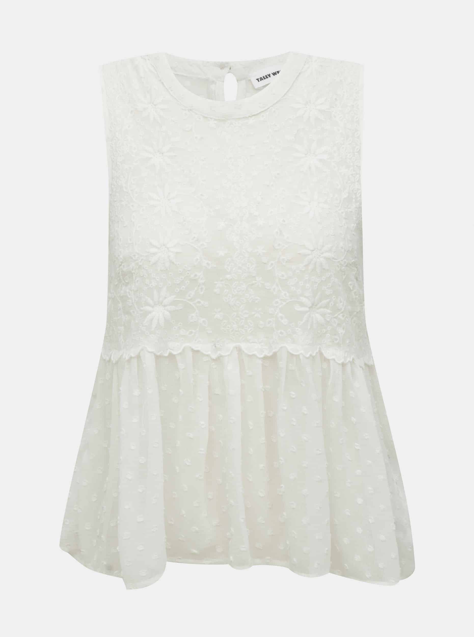 Bílá krajková průsvitná halenka TALLY WEiJL