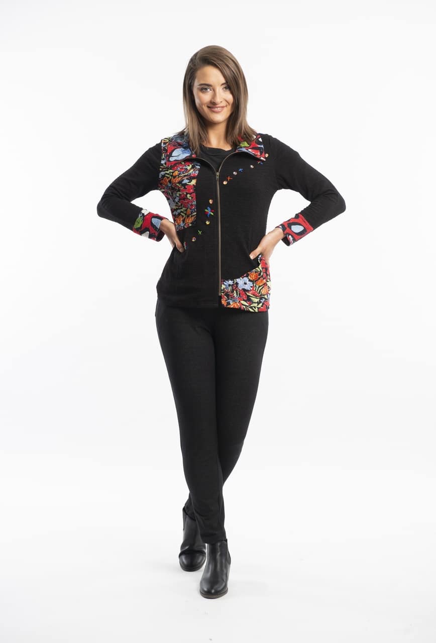 Orientique černá mikina Matera se zdobením