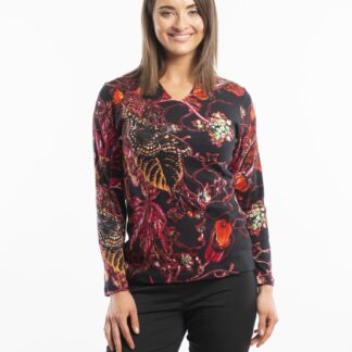 Orientique černé vzorované tričko Floral