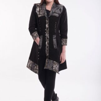 Orientique černý kabát Coat Asymetric Hem Black