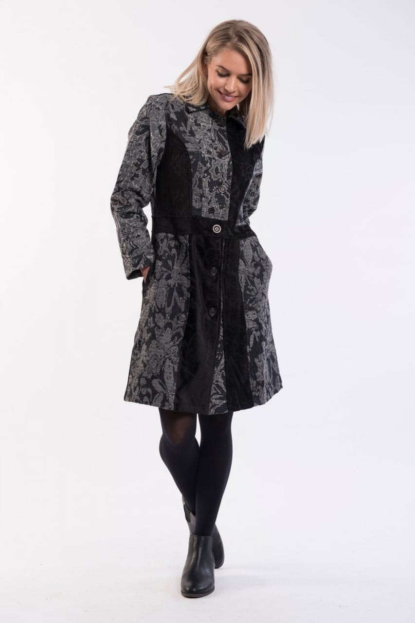 Orientique šedý kabát Coat Collared Black