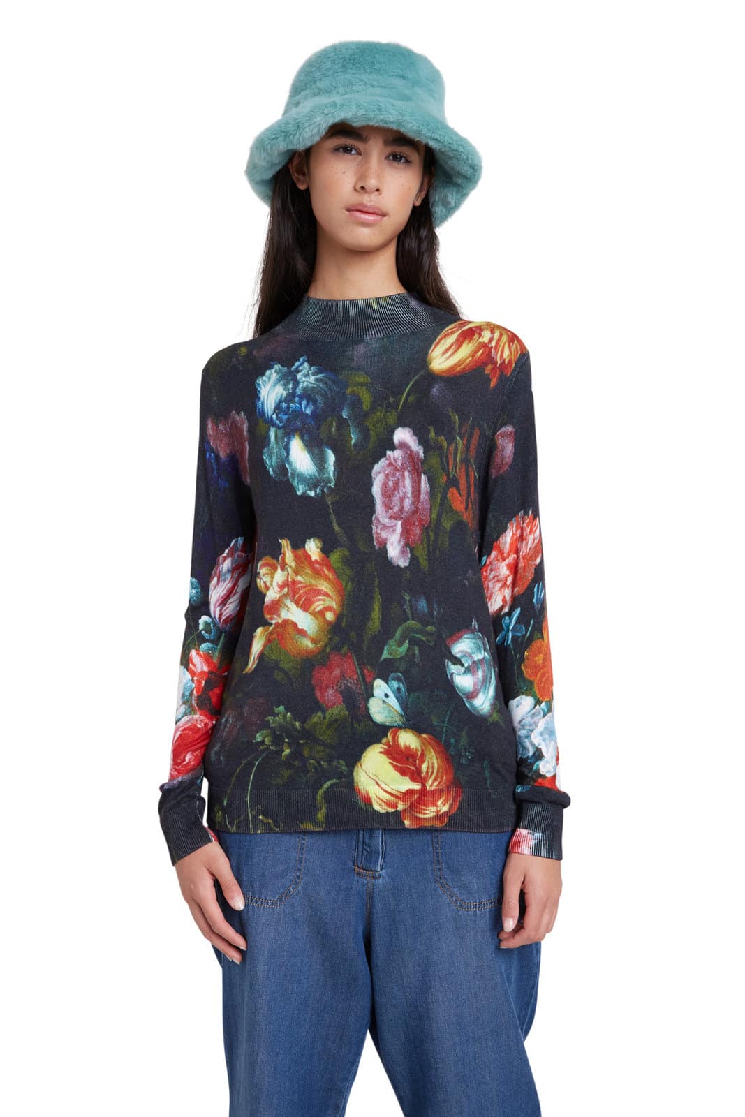 Desigual svetr s květy Jers Treviso