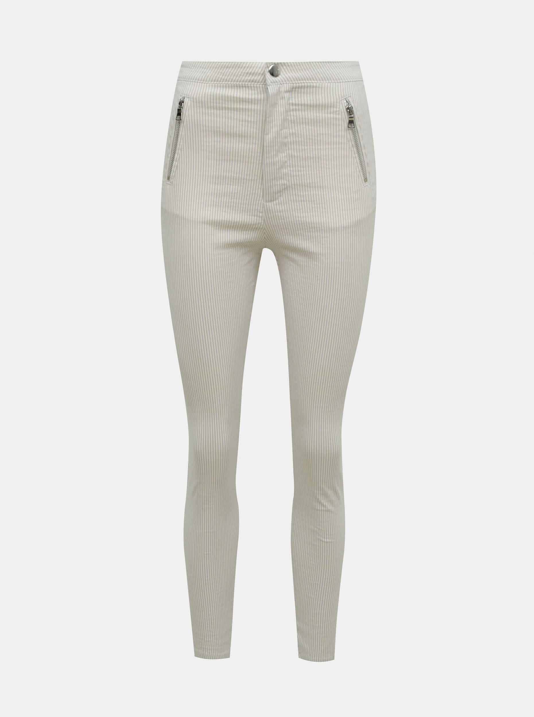 Krémové pruhované skinny fit kalhoty TALLY WEiJL