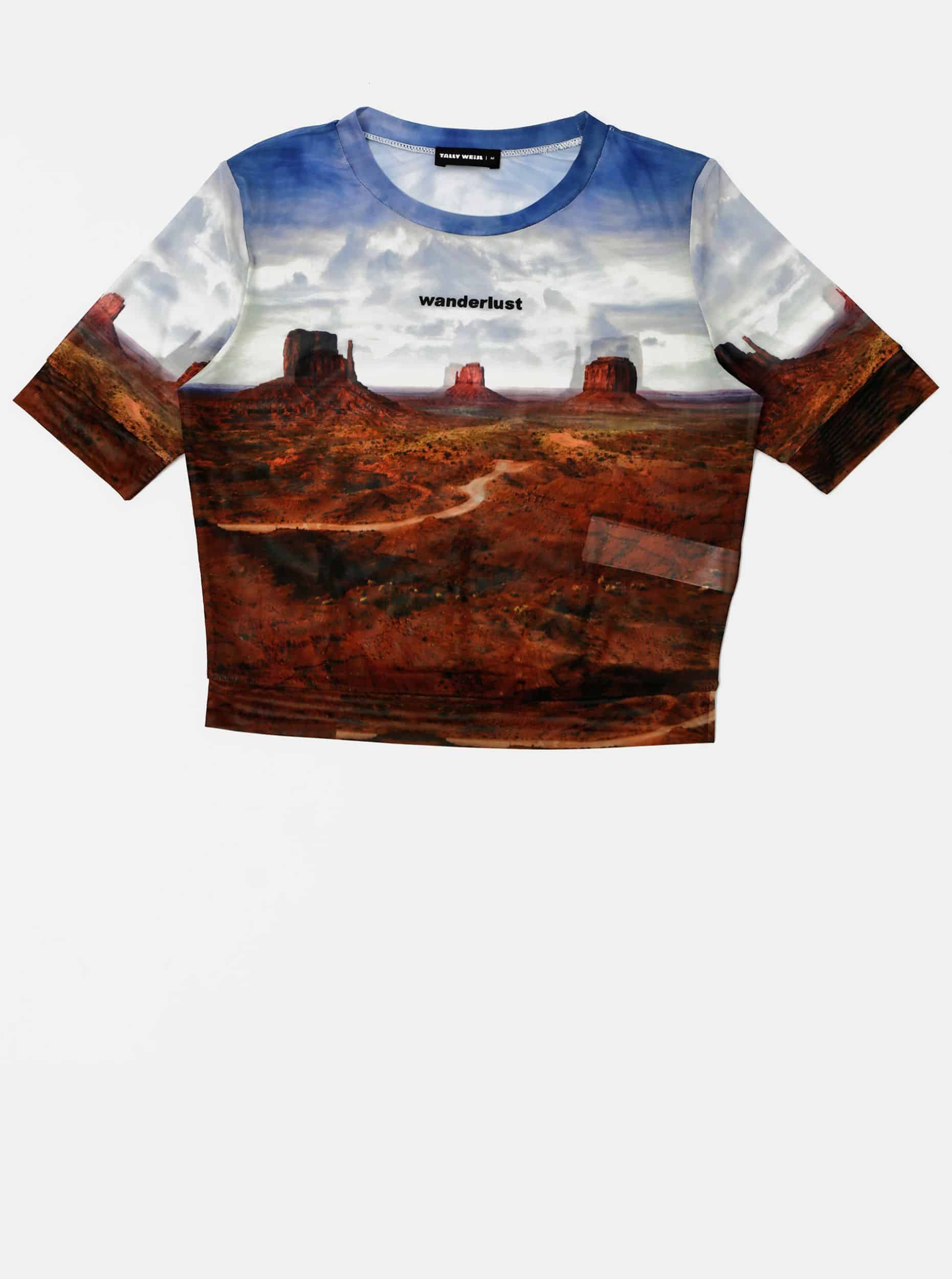 Modro-hnědý průsvitný crop top TALLY WEiJL