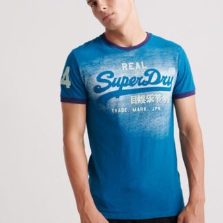 Modré pánské tričko s potiskem Superdry