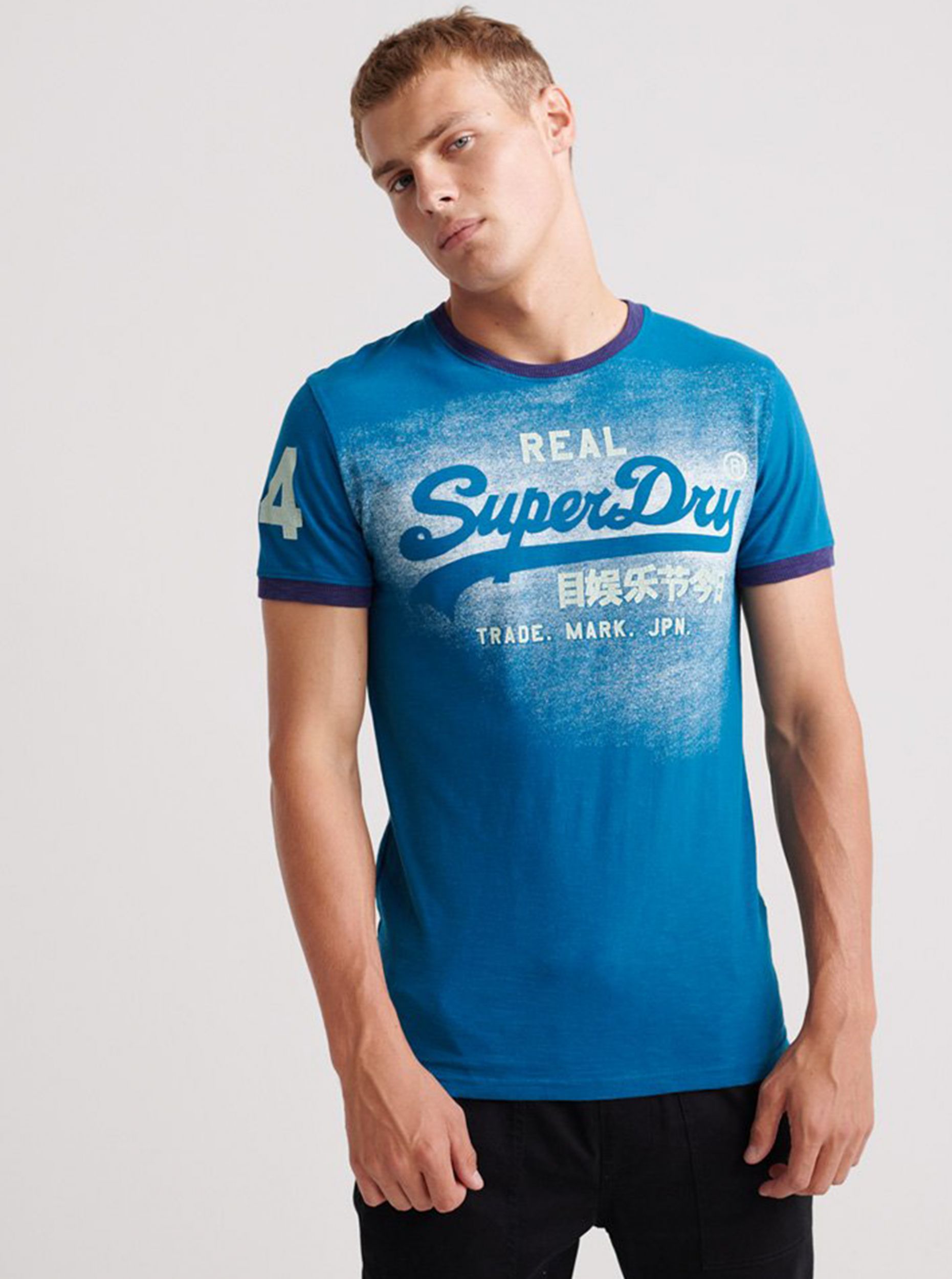 Modré pánské tričko s potiskem Superdry