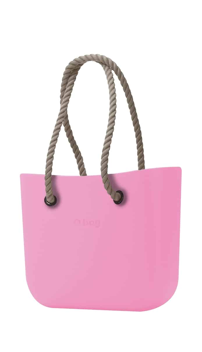 O bag kabelka Pink s dlouhými provazy natural