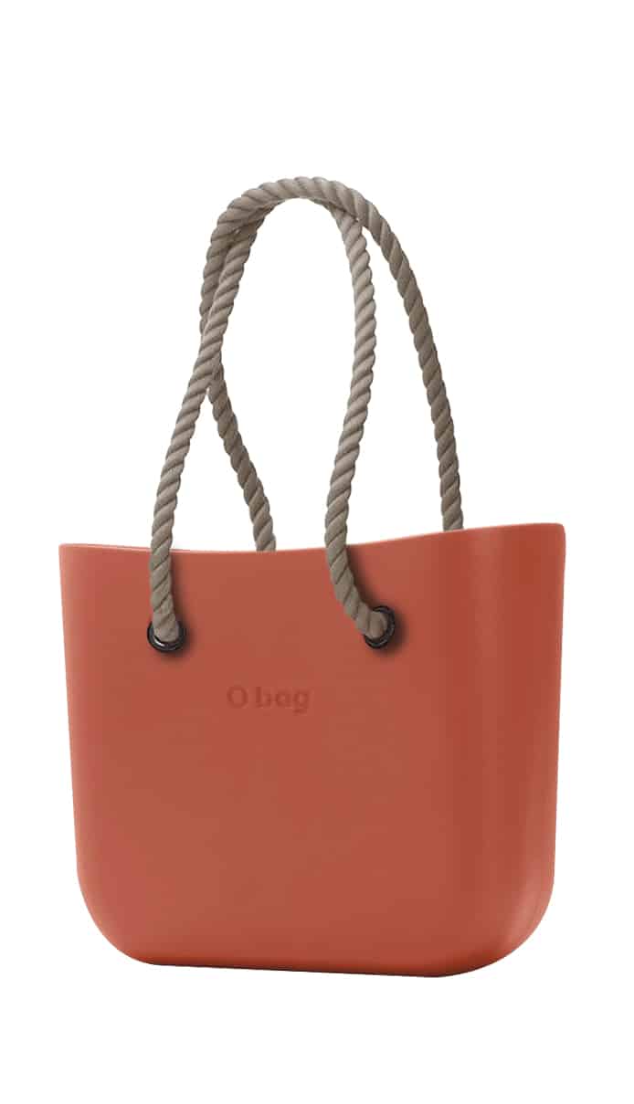 O bag oranžová kabelka Terracotta s dlouhými provazy natural