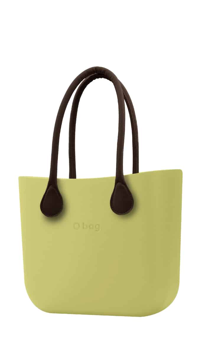 O bag kabelka Celery Green s hnědými dlouhými koženkovými držadly