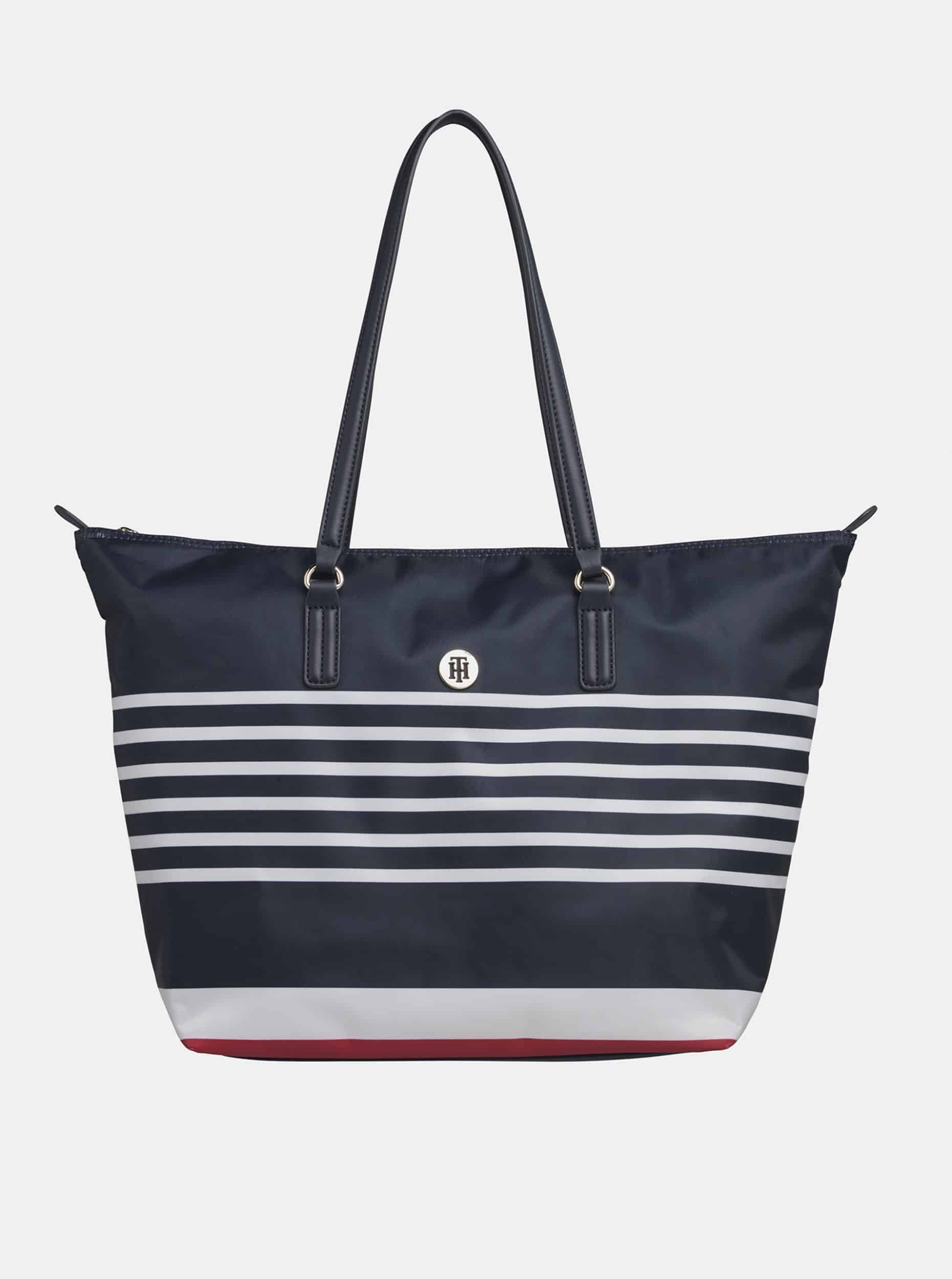 Tmavě modrá pruhovaná kabelka Tommy Hilfiger