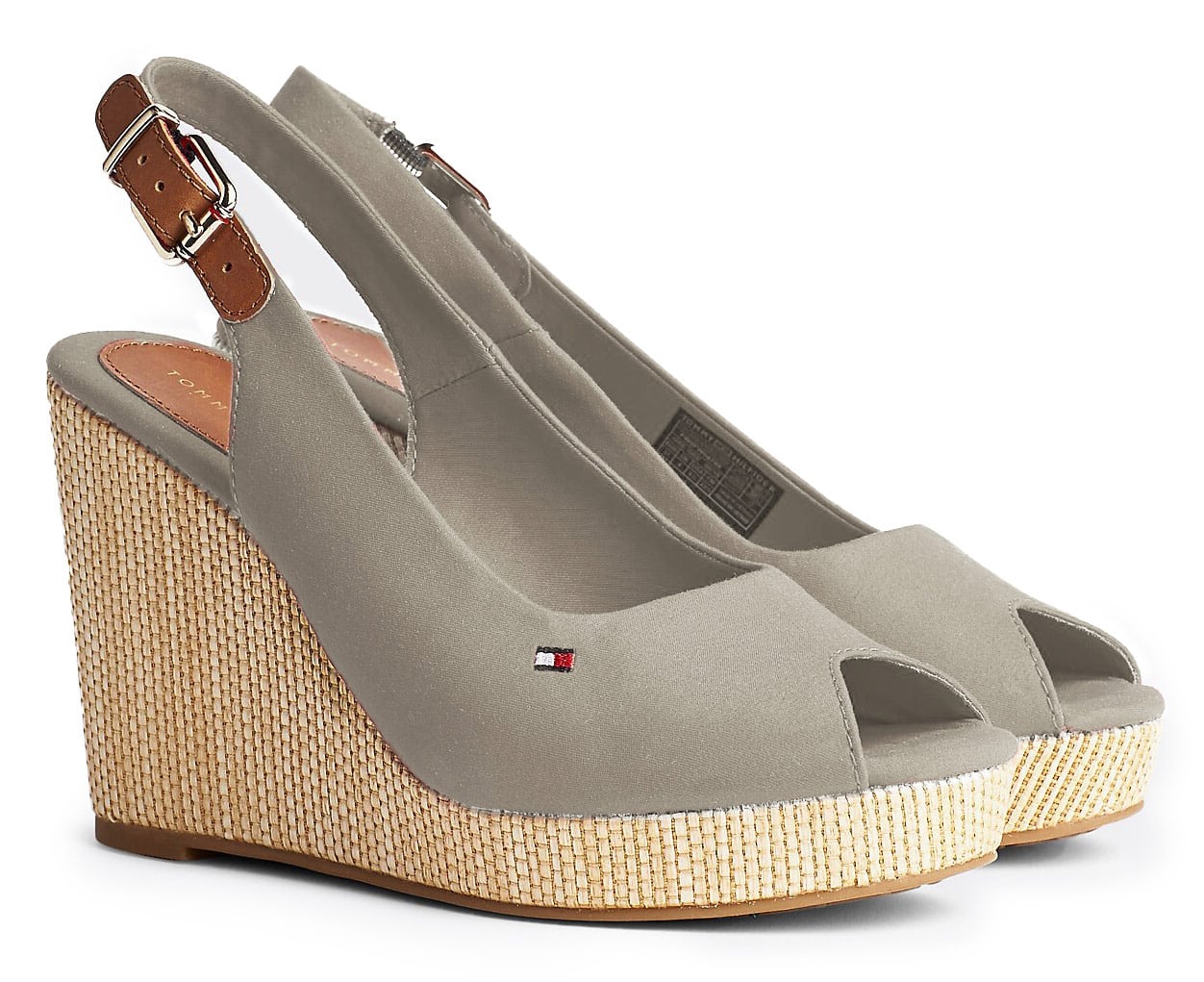 Tommy Hilfiger béžové boty na klínku Iconic Elena Back Wedge