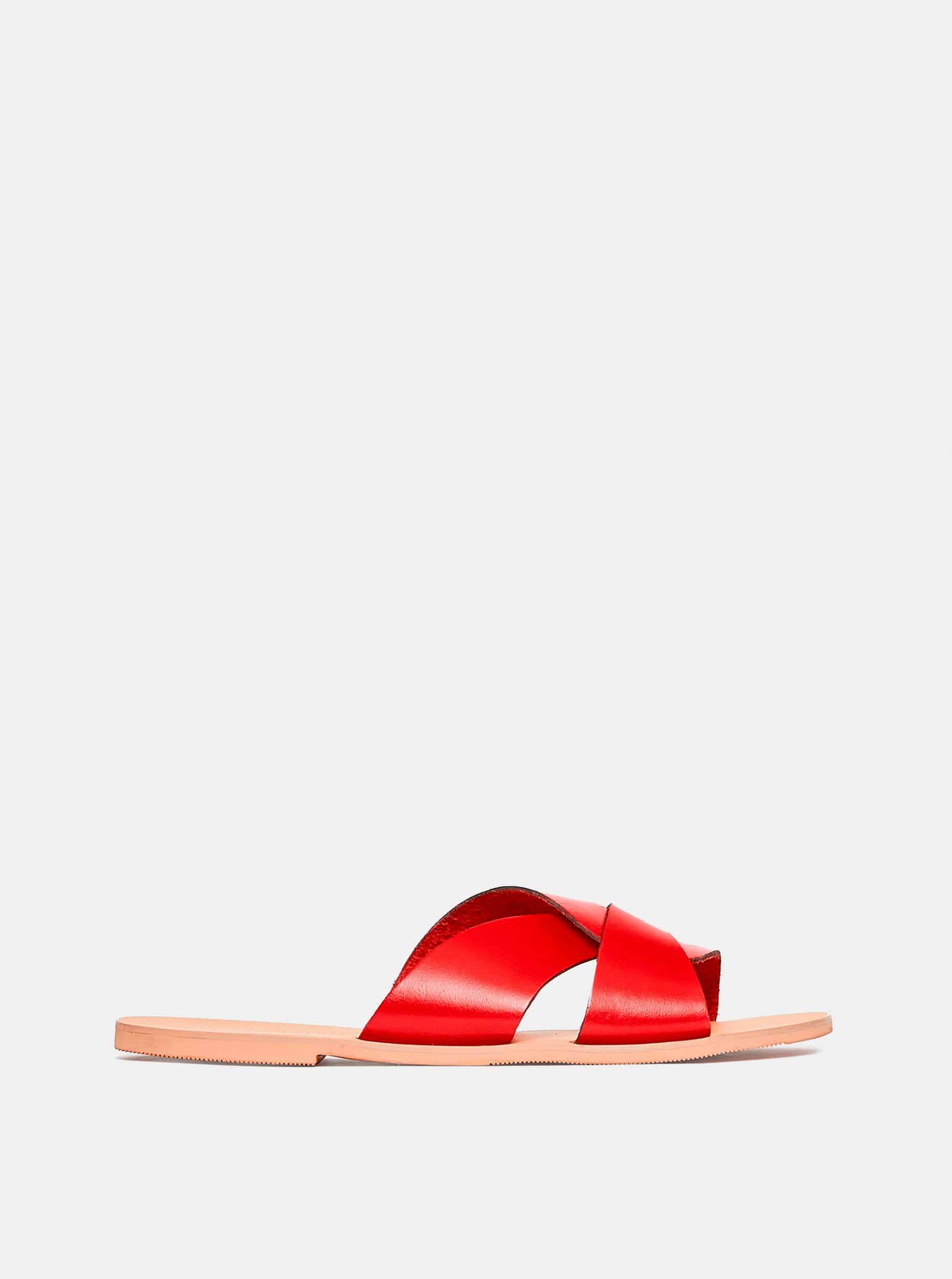 Červené kožené pantofle Dorothy Perkins