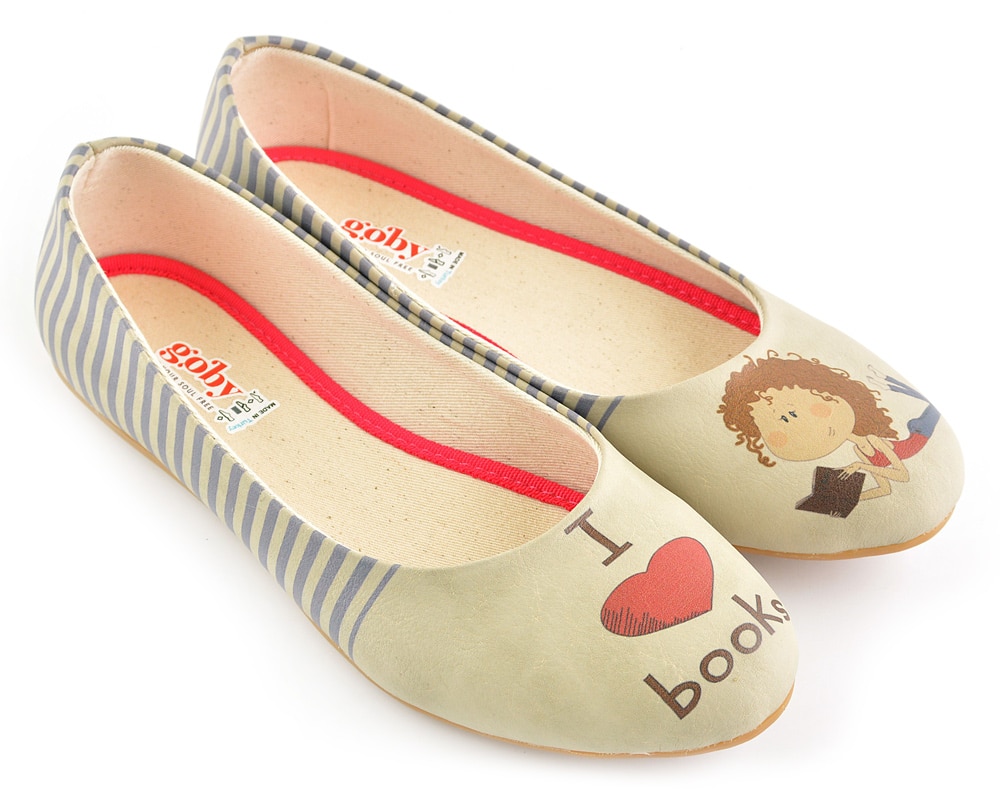 Goby béžové baleríny I Love Books