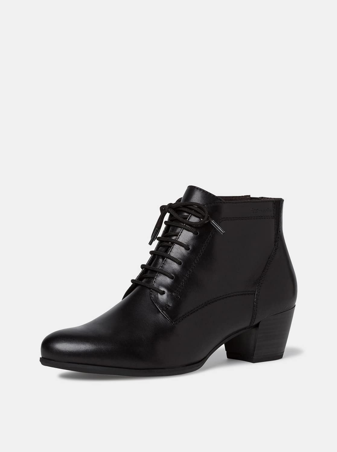 Černé kožené kotníkové boty Tamaris