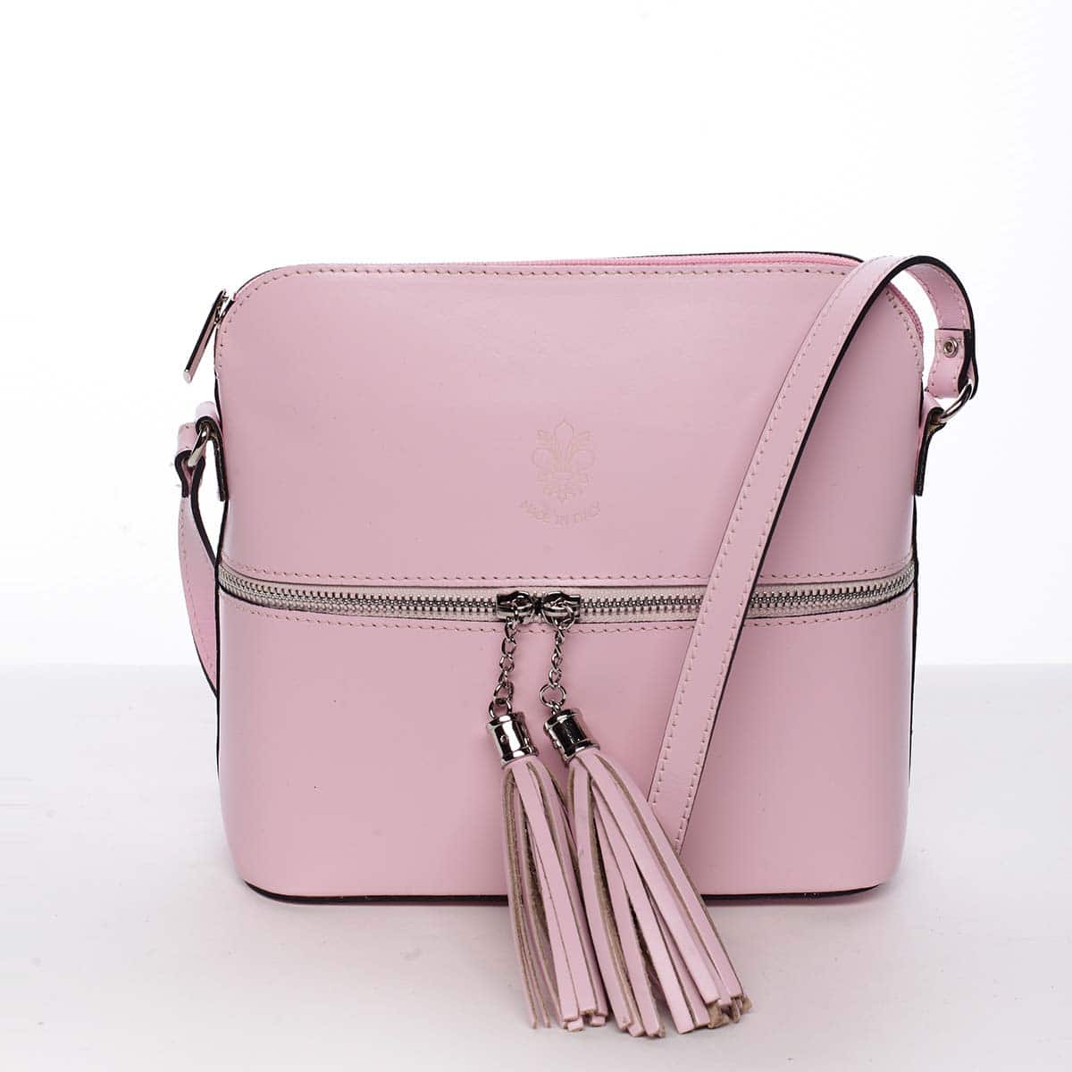 Módní dámská kožená crossbody kabelka růžová - ItalY Farzana růžová