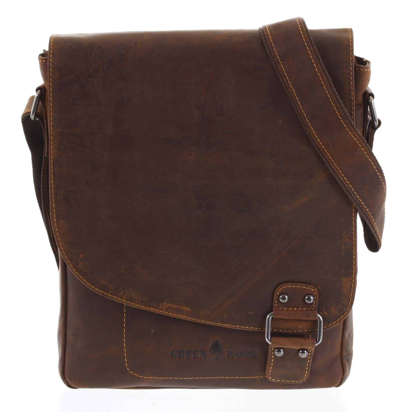 Pánská kožená taška hnědá - Greenwood Maroon hnědá