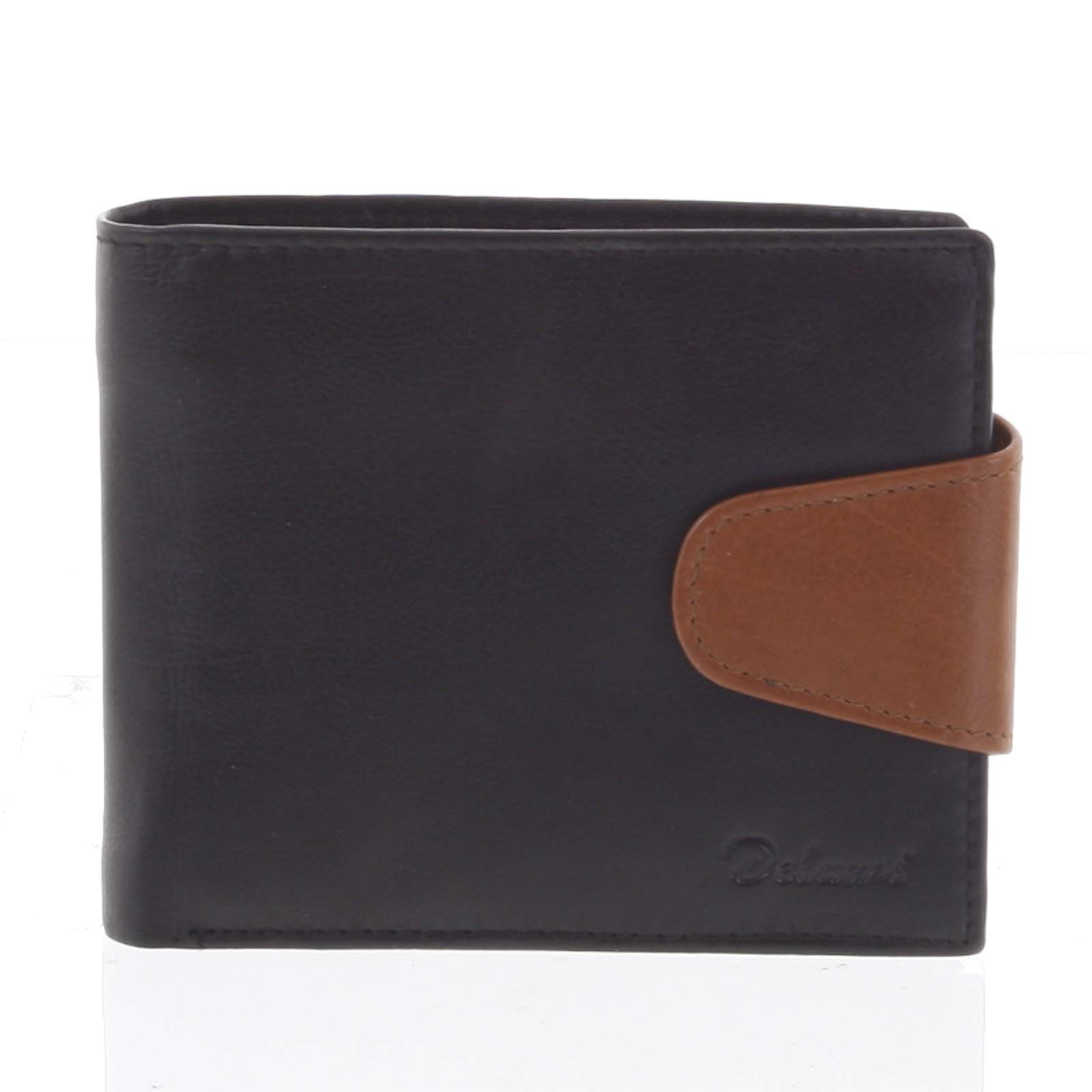 Pánská kožená peněženka černo hnědá - Delami 11816 černá