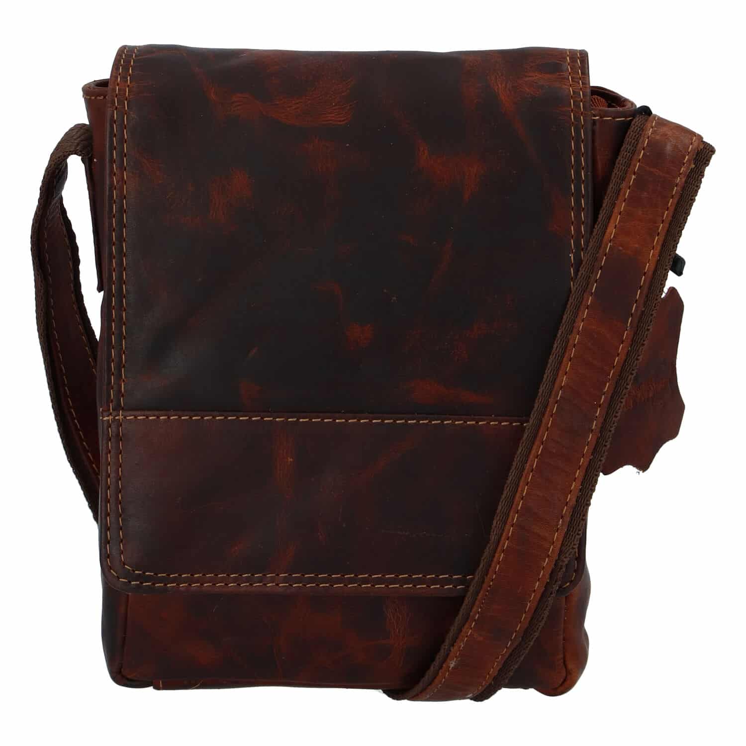 Kožená pánská crossbody taška na doklady koňaková 0213 koňak