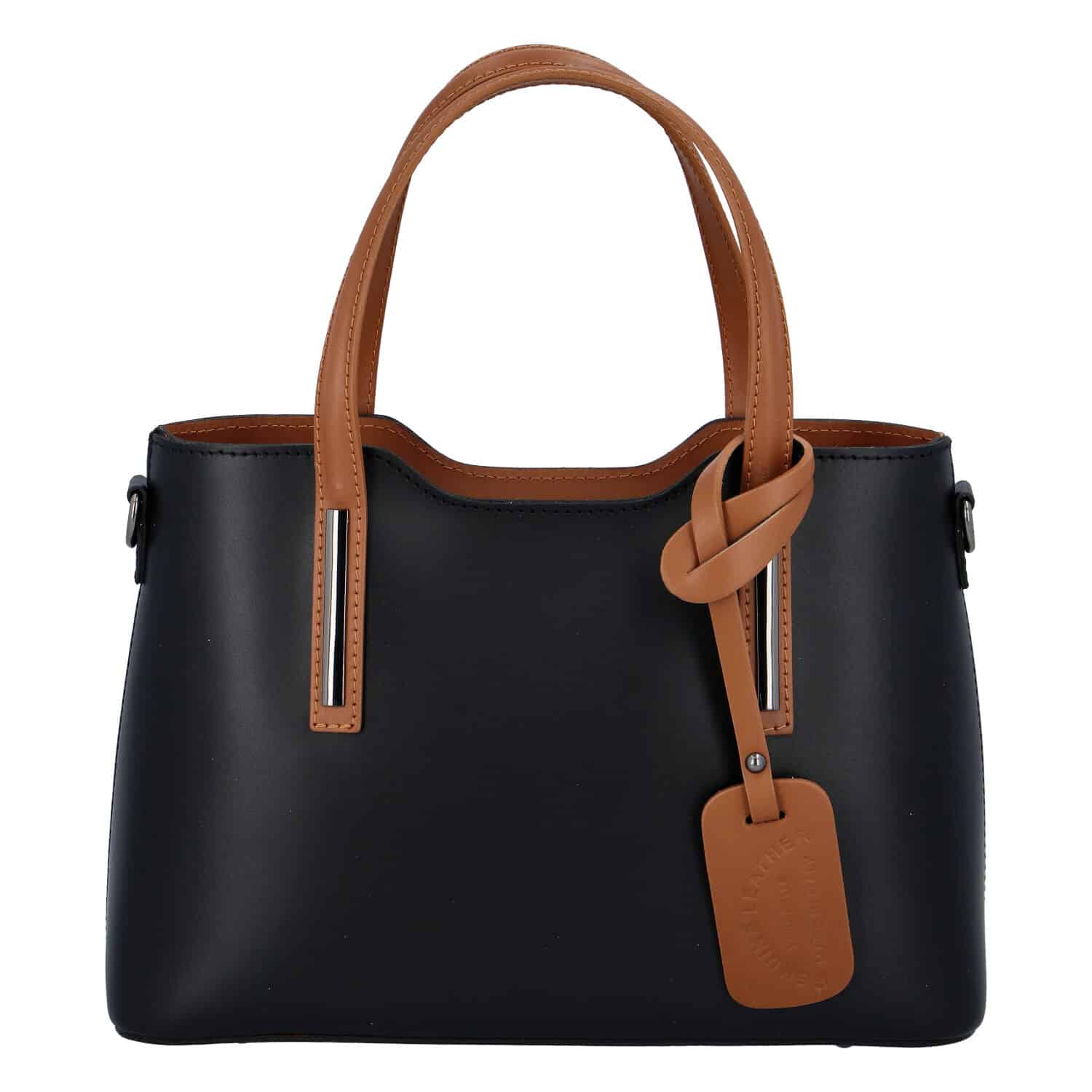 Menší kožená kabelka černo hnědá - ItalY Alex černá