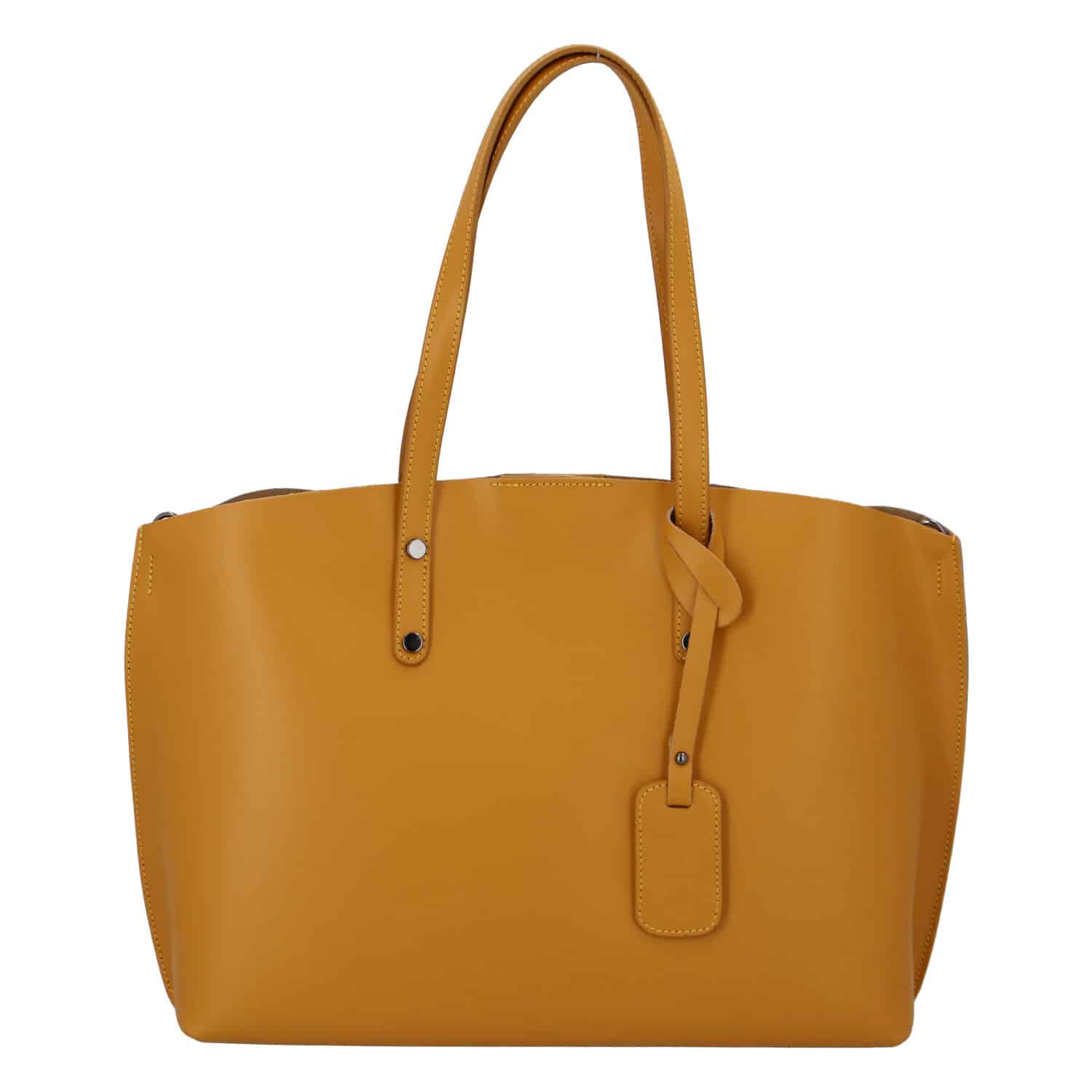 Dámská kožená kabelka hořčicová - ItalY Jordana Two žlutá