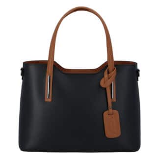 Větší kožená kabelka černo hnědá - ItalY Sandy černá