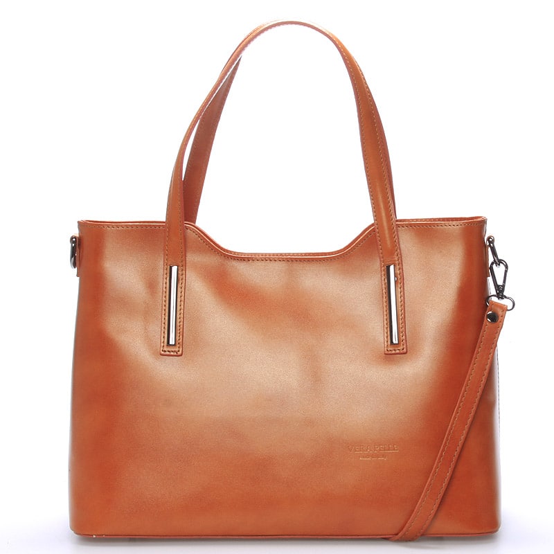 Větší kožená kabelka světle hnědá - ItalY Sandy hnědá