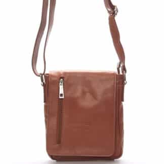 Módní menší hnědá kožená kabelka přes rameno - ItalY Leroi hnědá