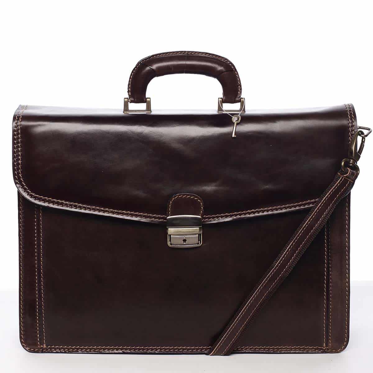 Stylová pánská kožená aktovka oříškově hnědá- ItalY K21 B hnědá