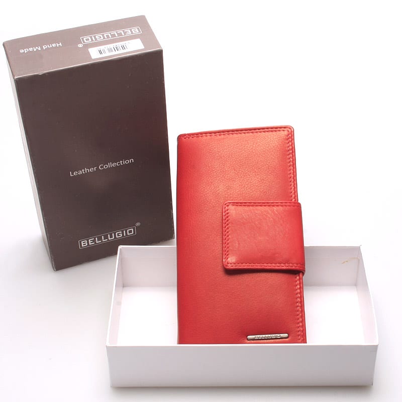 Velká dámská kožená peněženka červená - Bellugio Glykys červená